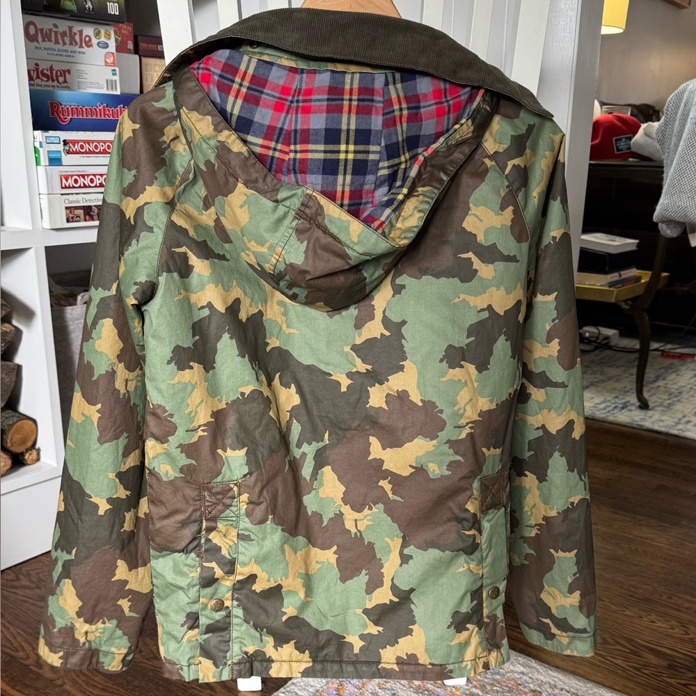 Johnnie B/ Mini Boden Camo Rain Jacket with Plaid Lining - Picture 4 of 4